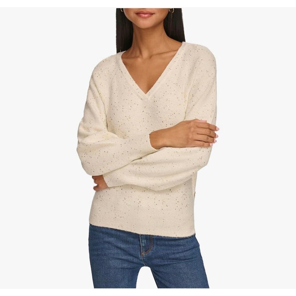 Karl Lagelfeld Paris Sparkle V-Neck Sweater
